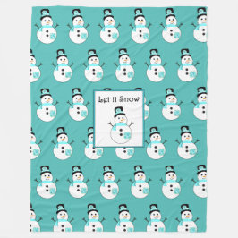 Låt det snöa Snögubbe Teal jul Fleece Blanket