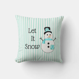 Låt det snöa Snögubbe Teal & White Julpillow Kudde