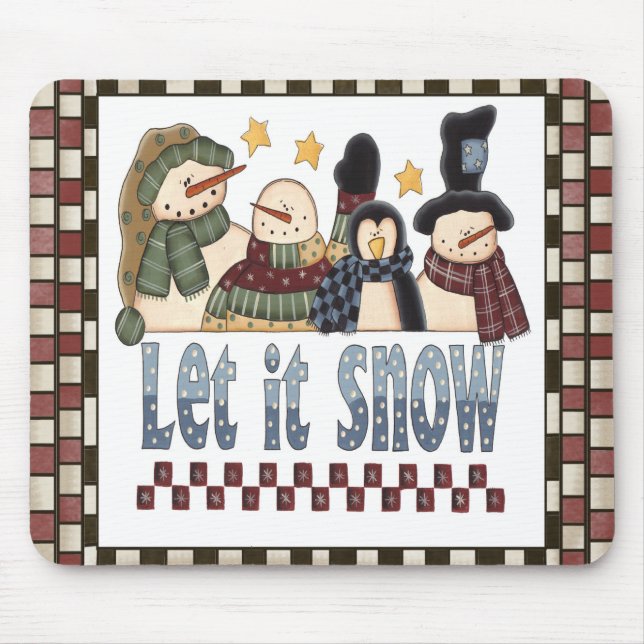 Låt det snöa snögubbejul Mousepad Musmatta (Framsidan)