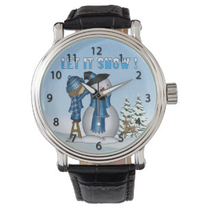 Låt det snöa snögubbeklockan armbandsur