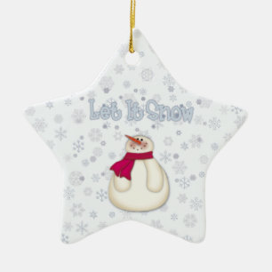 Låt det snöa snögubbestjärnaprydnaden julgransprydnad keramik