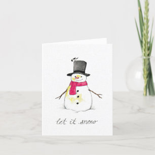 Låt det snöa Snöman Helgkort