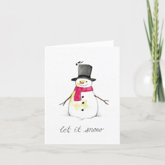 Låt det snöa Snöman Helgkort