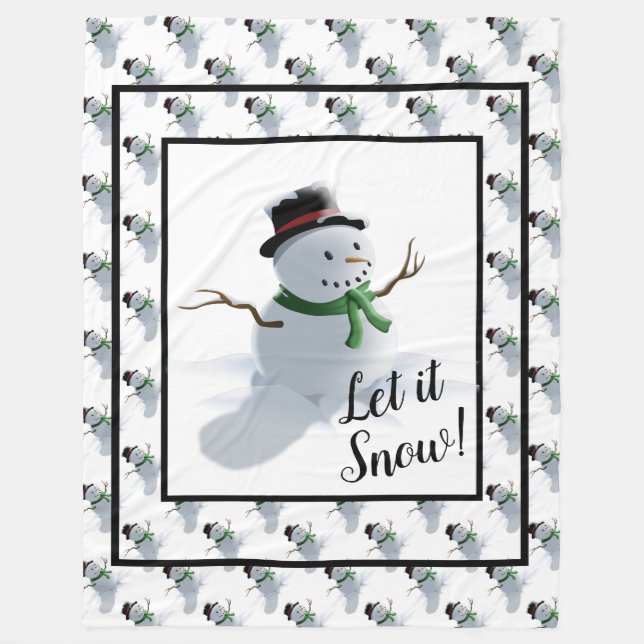 Låt det snöa Snömannen Fleecefilt (Framsidan)