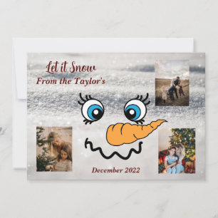 Låt det snöa Snömannen Jul Foto Kort