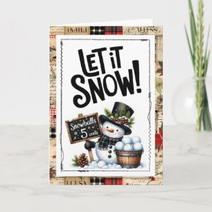 Låt Det Snöa Snömannen Jul Kort