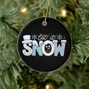 Låt det snöa Snömannen Vinter Snöflingor Säsong Julgransprydnad Keramik
