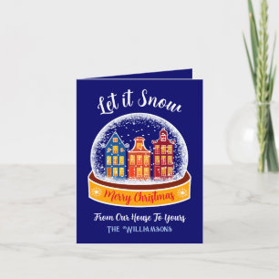Låt det snöa Snowglobe Amsterdam-julbyn Helgkort