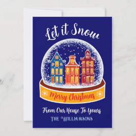 Låt det snöa Snowglobe Amsterdam-julbyn Julkort