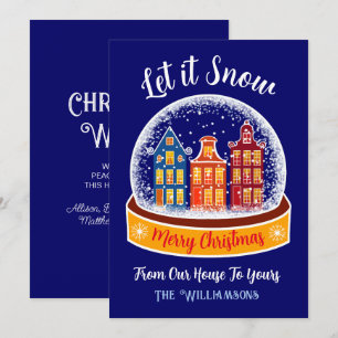 Låt det snöa Snowglobe Amsterdam-julbyn Julkort