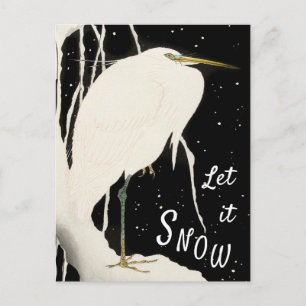 Låt det snöa - Snowy Heron - Vintage Art Ohara Kos Vykort