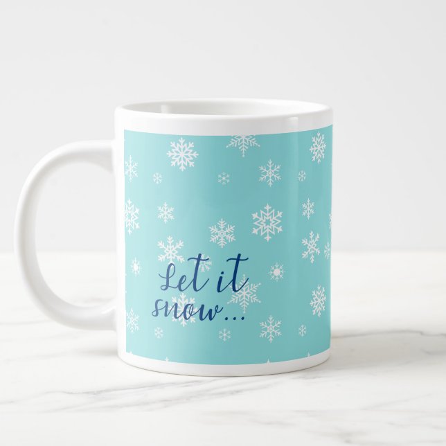 Låt det snöa.. Snygg snöflingdesign Jumbo Mugg (Vänster)
