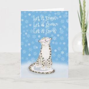 "Låt det snöa" söt julkort för snö leopard Kort