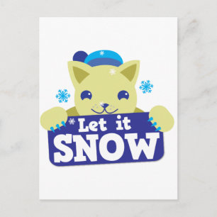 LÅT DET SNÖA söt lilla kattunge Helg Vykort