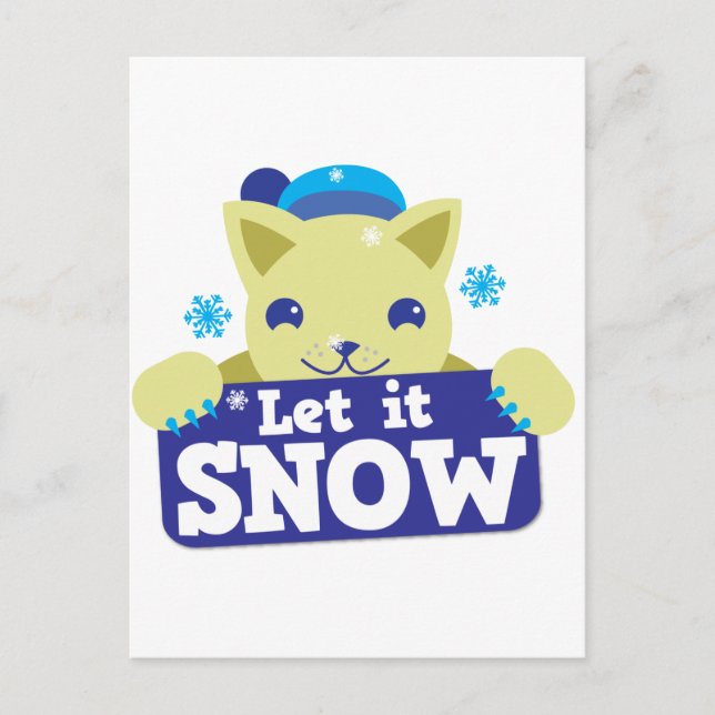 LÅT DET SNÖA söt lilla kattunge Helg Vykort (Framsida)