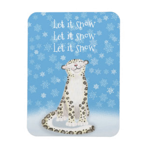 "Låt det snöa" söt snö leopard julmagnet Magnet