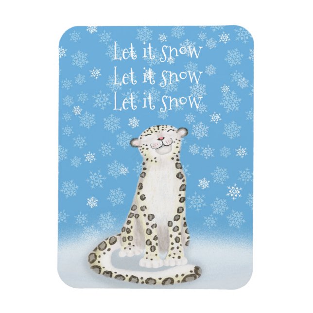 "Låt det snöa" söt snö leopard julmagnet Magnet (Vertikal)