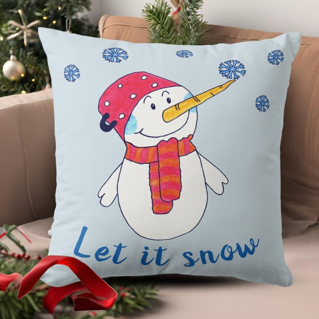 Låt det snöa Söt snöman med en snöflinga Barn Kudde (Skapare uppladdad)