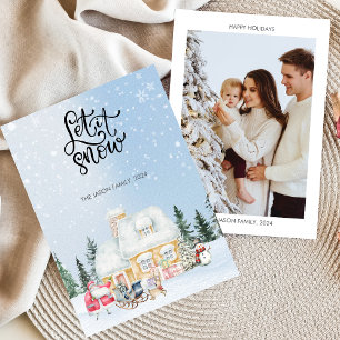 Låt det snöa Söt tomte jul fotokort Inbjudningar