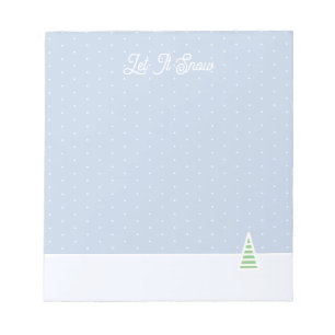 Låt det snöa Tiny Winter Träd Ice Blue Polka dots Anteckningsblock