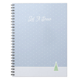 Låt det snöa Tiny Winter Träd Ice Blue Polka dots Anteckningsbok