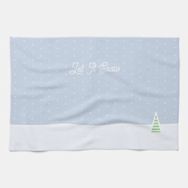 Låt det snöa Tiny Winter Träd Ice Blue Polka dots Kökshandduk