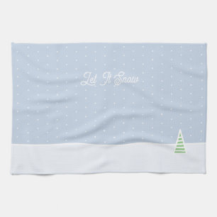 Låt det snöa Tiny Winter Träd Ice Blue Polka dots Kökshandduk