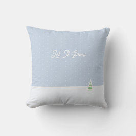 Låt det snöa Tiny Winter Träd Ice Blue Polka dots Kudde