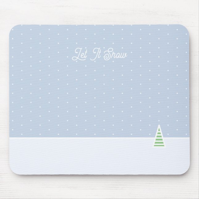 Låt det snöa Tiny Winter Träd Ice Blue Polka dots Musmatta (Framsidan)