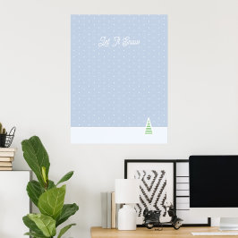 Låt det snöa Tiny Winter Träd Ice Blue Polka dots Poster
