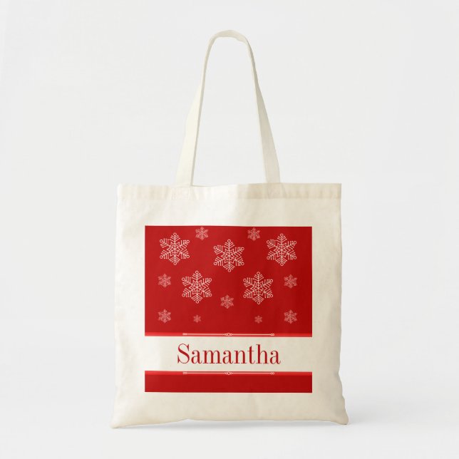 Låt det snöa tote Bag, röd Tygkasse (Framsidan)