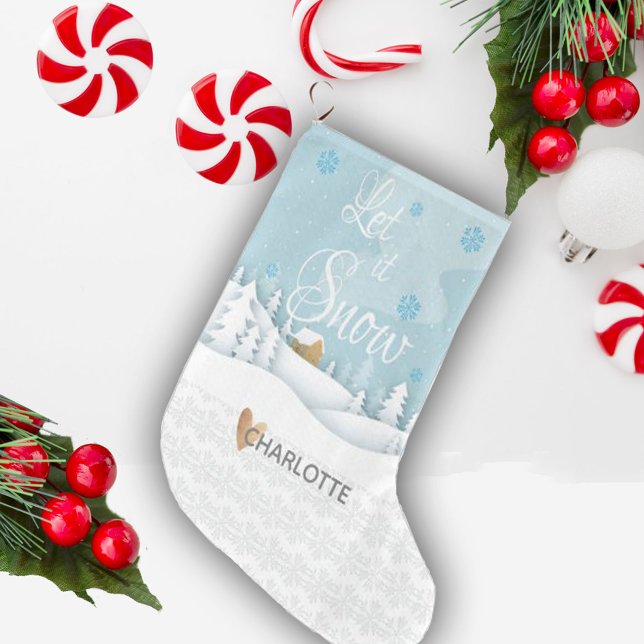 Låt det snöa Träd Heart Snö Flake Ligge Stor Julstrumpa (Skapare uppladdad)