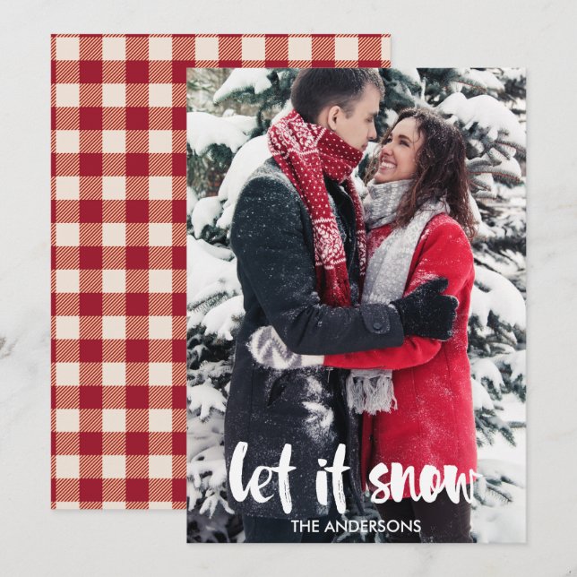 Låt det snöa typografi - fotojulkort inbjudningar (Fram/baksida)