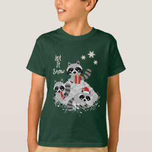 LÅT DET SNÖA UNGAR FÖR JULRACCOONSDJURLIV T SHIRT