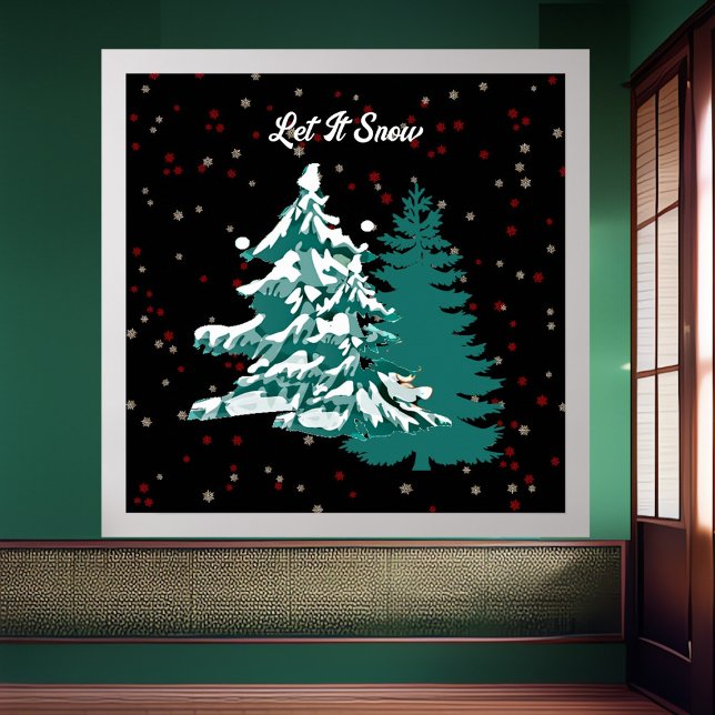 Låt det snöa Watercolor Winter jul Woodland Poster (Let it Snow Watercolor Winter Christmas Woodland Poster)