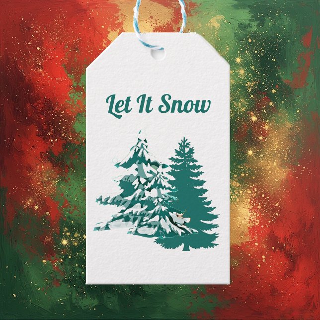 Låt det snöa Watercolor Winter jul Woodland Presentetikett (Let it Snow Watercolor Winter Christmas Woodland Gift Tags)