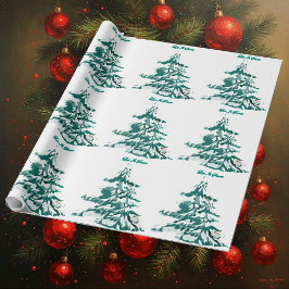 Låt det snöa Watercolor Winter Julgran Presentpapper