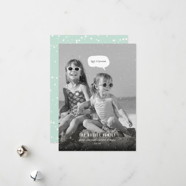 Låt det snöa Whimsical Rolig Tropisk Strand Foto Julkort (Fram/Back In Situ)