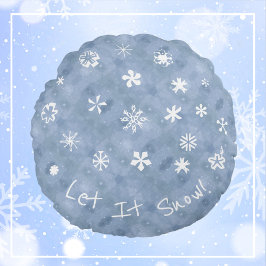 Låt det snöa Whimsique Snöflingor Blue Winter Rund Kudde