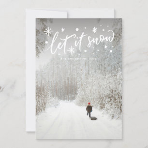 Låt det snöa White Lettering-julfoto Julkort