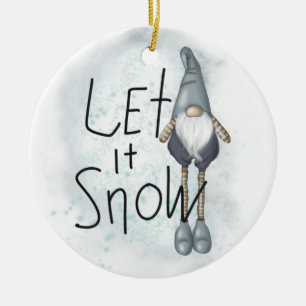 Låt det snöa Winter Gnome Julgransprydnad Keramik