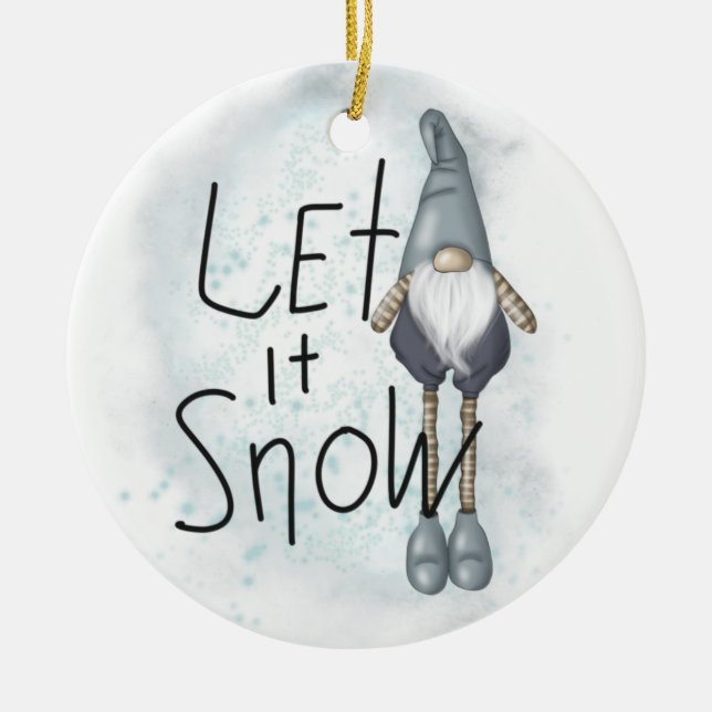 Låt det snöa Winter Gnome Julgransprydnad Keramik (Framsidan)