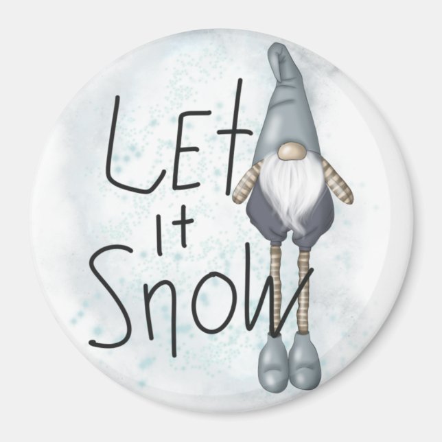 Låt det snöa Winter Gnome Magnet (Framsidan)