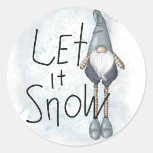 Låt det snöa Winter Gnome Runt Klistermärke
