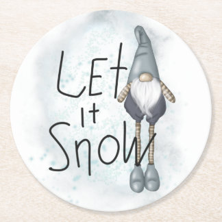 Låt det snöa Winter Gnome Underlägg Papper Rund
