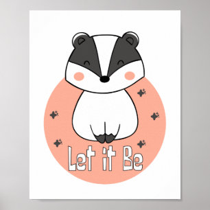 Låt det vara Kawaii roligt rackoon som leker vit r Poster