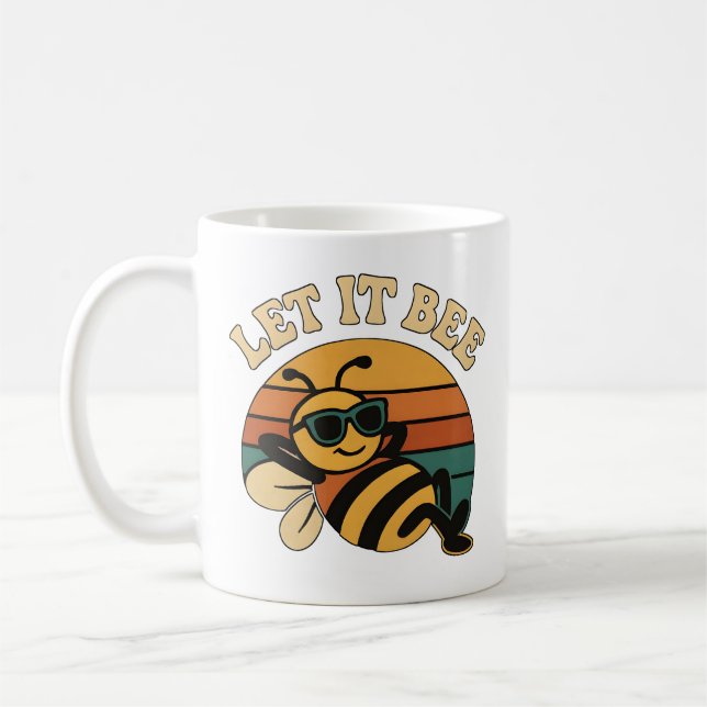 Låt det vara Retro Funny Bee Kaffemugg (Vänster)