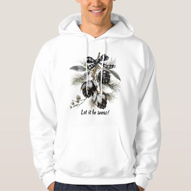 Låt det vara Snö Pinecone Helgdag T-Shirt Hoodie (Framsida)