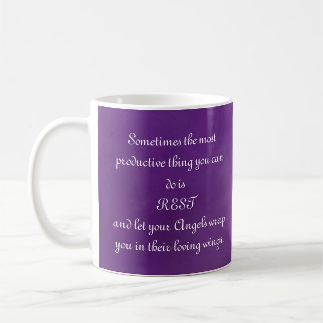 Låt din Änglar slå dig.. Komfort citat Kaffemugg (Vänster)