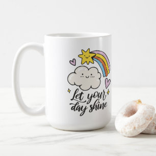 Låt din dag skina Tecknad moln och regnbåge Kaffemugg